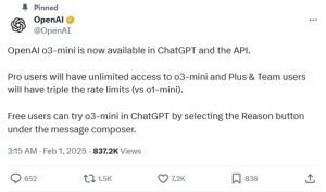 chatgpt o3-mini以及o3-mini-higher 正式登陆ChatGPT和API