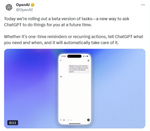 ChatGPT全新Tasks功能上线，自动查询股票与创作小说一键搞定