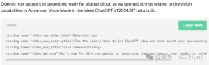 OpenAI正在为ChatGPT的高级语音模式增加一项重磅新功能——「实时摄像头」