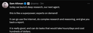 CHATGPT Deep Research (深度研究) ，“人类最终考试” 成绩是o3 mini 2倍