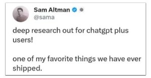 ChatGPT的Deep Research深度研究2月26日起对plus用户开放，使用额度为10次/月